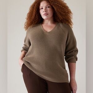 ATHLETA En Route Hanover Sweater in Pyrite (Brown) Size XL  Merino Wool Blend